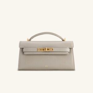 JW PEI Gray Structured Top-Handle Satchel with Gold Hardware